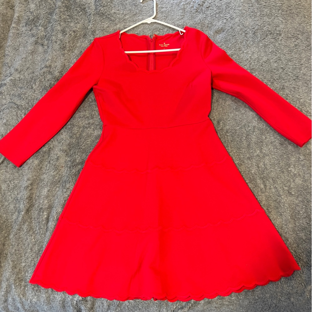 Kate Spade Red Scallop Ponte Fit & Flare Dress Size 6